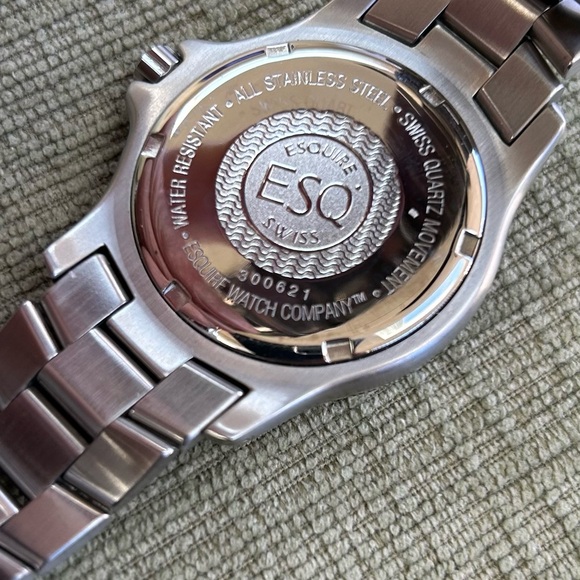 VINTAGE ESQUIRE ESQ MEN’S WATCH ALL SILVER - Picture 4 of 8
